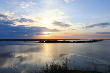 magnificent sunrise over the water
