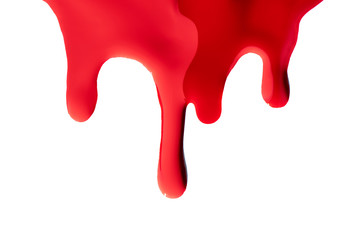 Pink and red nail polish drops isolated on a white background