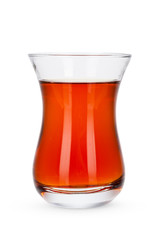 Glass tea cup isolated on white background