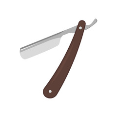 straight razor on white background in flat