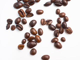 Coffee beans isolated on a white background.