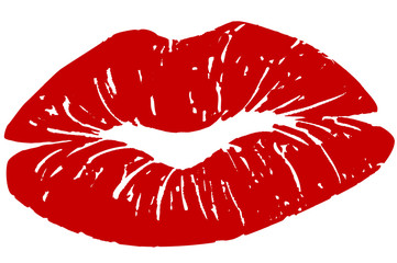 Computer image of a kiss in red lipstick