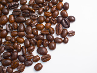 Coffee beans isolated on a white background.