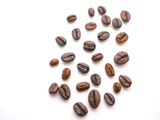 Coffee beans isolated on a white background.
