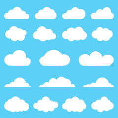 Creative modern concept cloud icon set on blue background in flat style vector illustration. EPS 10