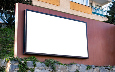 billboard blank mockup and template empty frame for logo or text on exterior street advertising...