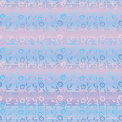 Aseamless vector pattern with pink and blue gradient florals. Surface print design