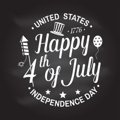 Vintage 4th of july design in retro style. Independence day greeting card. Patriotic banner for website template. Vector illustration.