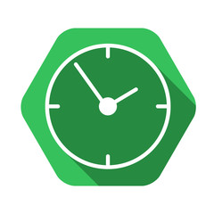clock vector green icon in modern flat style isolated. clock support is good for your web design.
