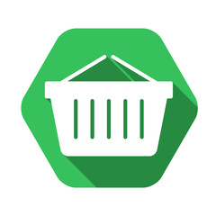 Shopping cart vector green icon in modern flat style isolated. Shopping cart can support is good for your web design.