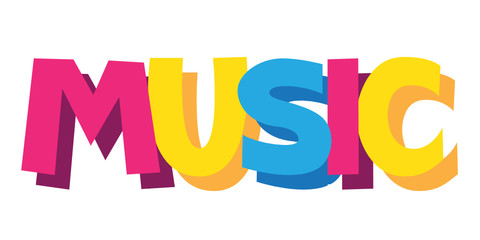 MUSIC cartoon-style hand lettering banners