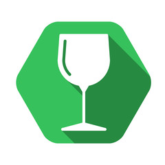 Wineglass vector green icon in modern flat style isolated. Wineglass can support is good for your web design.