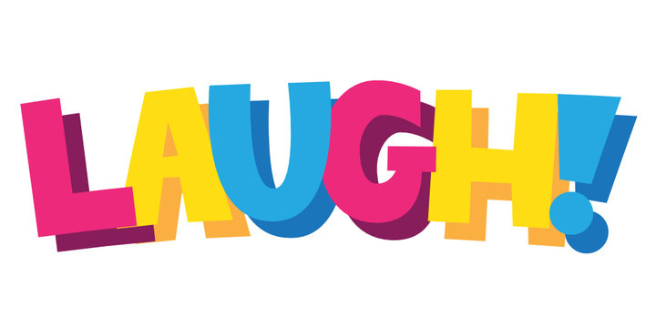 LAUGH! cartoon-style hand lettering banners