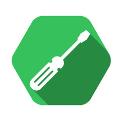 Screwdriver vector green icon in modern flat style isolated. Screwdriver can support is good for your web design.