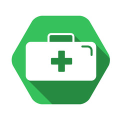 Obraz premium Rescue case vector green icon in modern flat style isolated. Rescue case can support is good for your web design.