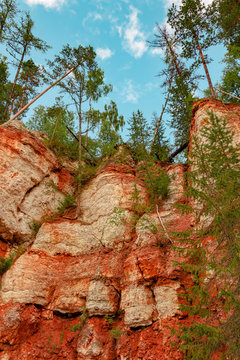 Karst massif gypsum rock Cockroach Log, Arkhangelsk region, Pinezhsky reserve beautiful view