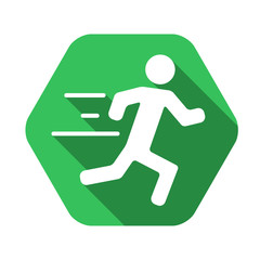 Run vector green icon in modern flat style isolated. Run can support is good for your web design.