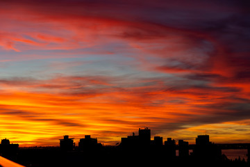 Beautiful and colorful cloudy sunset from my terrace