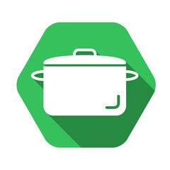 Pot vector green icon in modern flat style isolated. Pot can support is good for your web design.