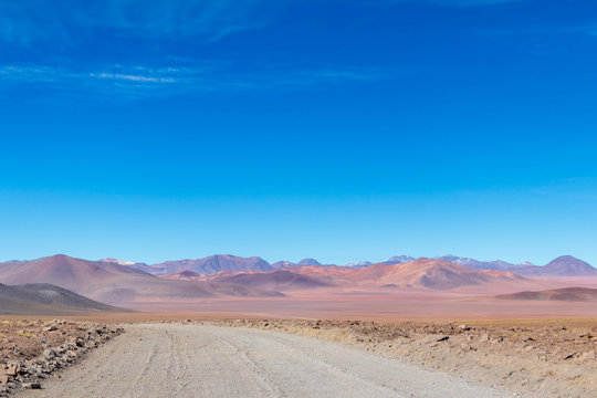 Background with barren desert scenery in the Bolivian Andes, in the Nature reserve Edoardo Avaroa