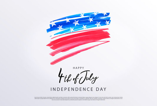 Fourth of July. 4th of July holiday banner. Stylized image of the American flag, drawn by markers. USA Independence Day background for sale, discount, advertisement, web. Place for your text. 