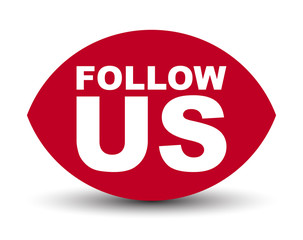 red vector banner follow us