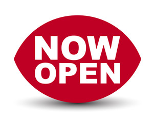 red vector banner now open