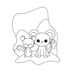 cute mouses animals isolated icon