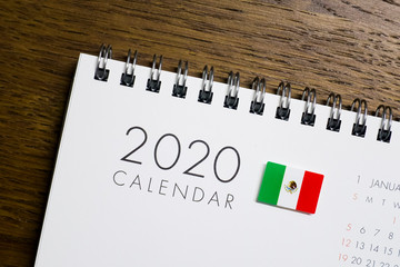 Mexico Flag on 2020 Calendar