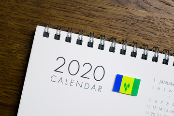 Saint Vincent and the Grenadines Flag on 2020 Calendar