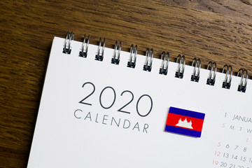 Cambodia Flag on 2020 Calendar