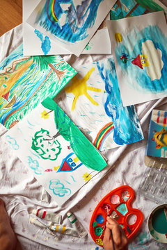 Artworks with temperas