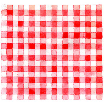 Watercolor hand drawn red checkered backdrop