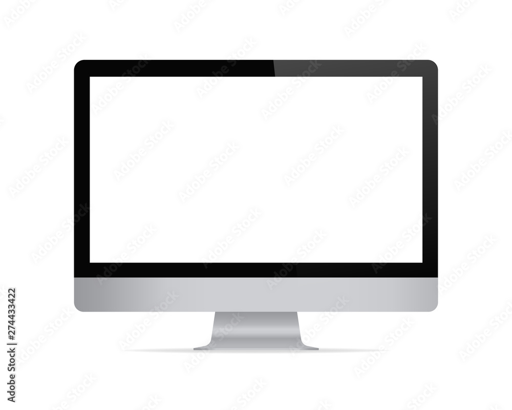 Aufkleber desktop computer display mockup isolated on white background.