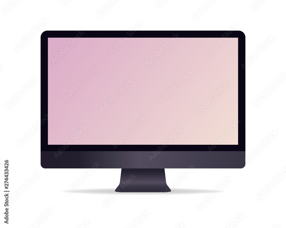 Poster computer mockup with colorful screen. mockup isolated on white background.