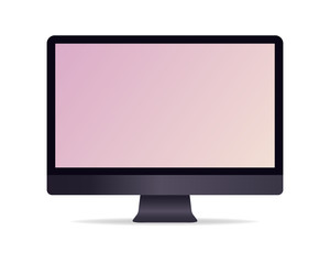 Computer mockup with colorful screen. Mockup isolated on white background.