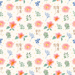 Pattern Floral Watercolor Polkadot