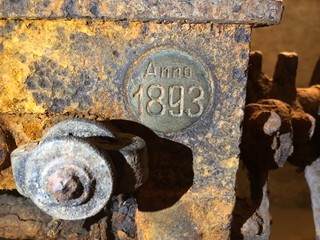 Old Rusted German Printing Press from 1893