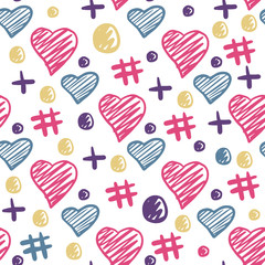 Hearts elements seamless pattern. 14 february wallpaper illustration.