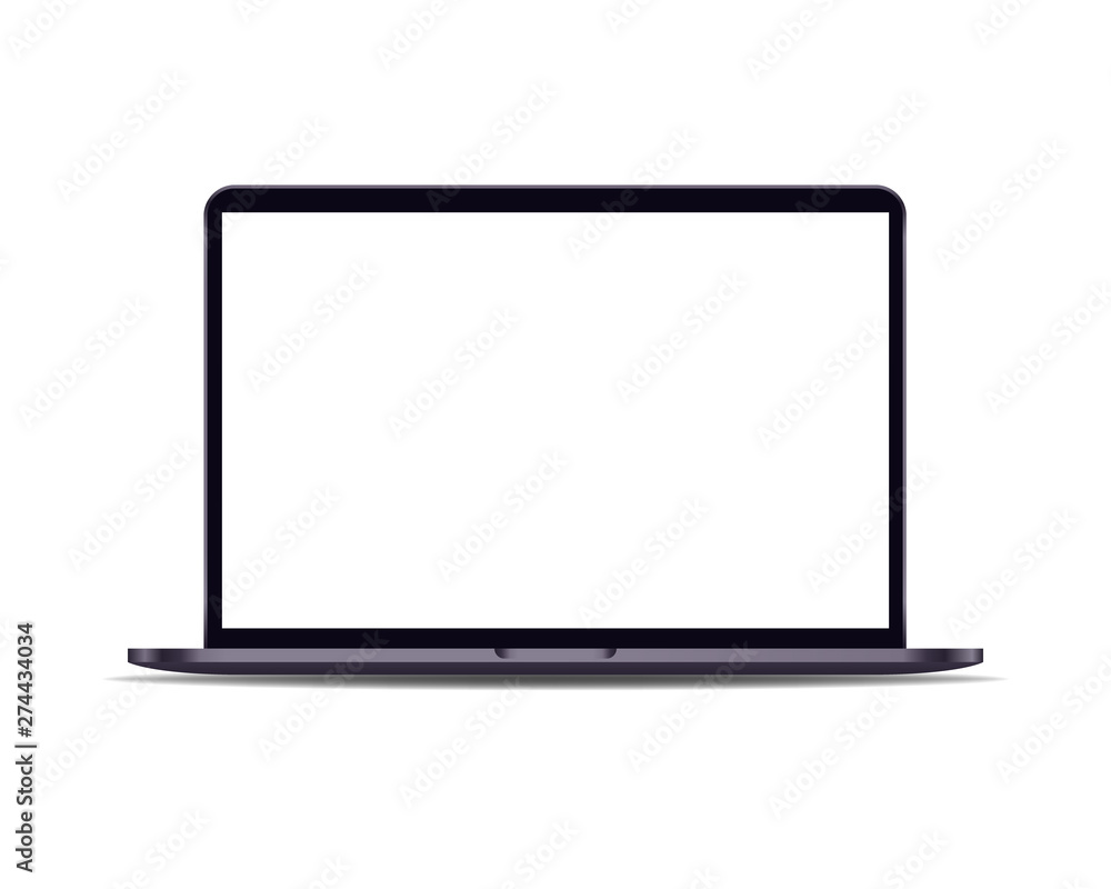 Poster modern laptop computer display isolated on white background. vector mockup.