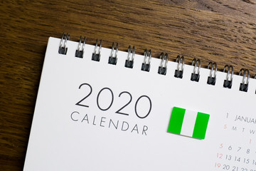 Nigeria Flag on 2020 Calendar