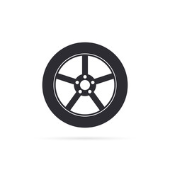 Obraz premium Car wheel icon with shadow