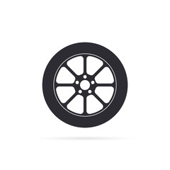 Car wheel icon with shadow