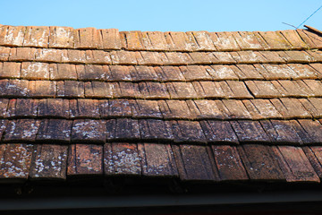 Roof tiles texture for background. Close-up of roof tiles Old Fashioned Style of Roof Tiles