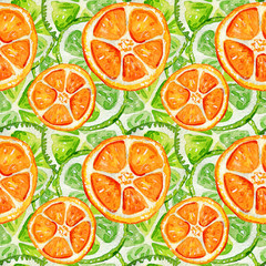 Seamless pattern with lime and orange.