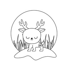 cute reindeer animal isolated icon