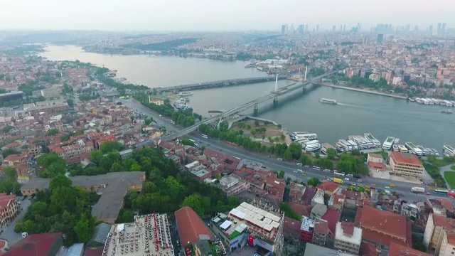 Istanbul Bosphorus and ferry drone Shot