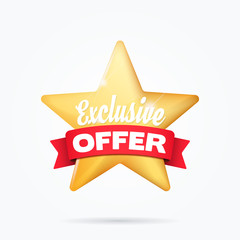 Exclusive Offer Shopping Ribbon Star