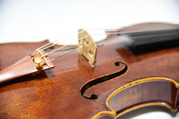 Naklejka na ściany i meble old violin on white background