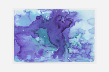 Blue and purple watercolor stain background